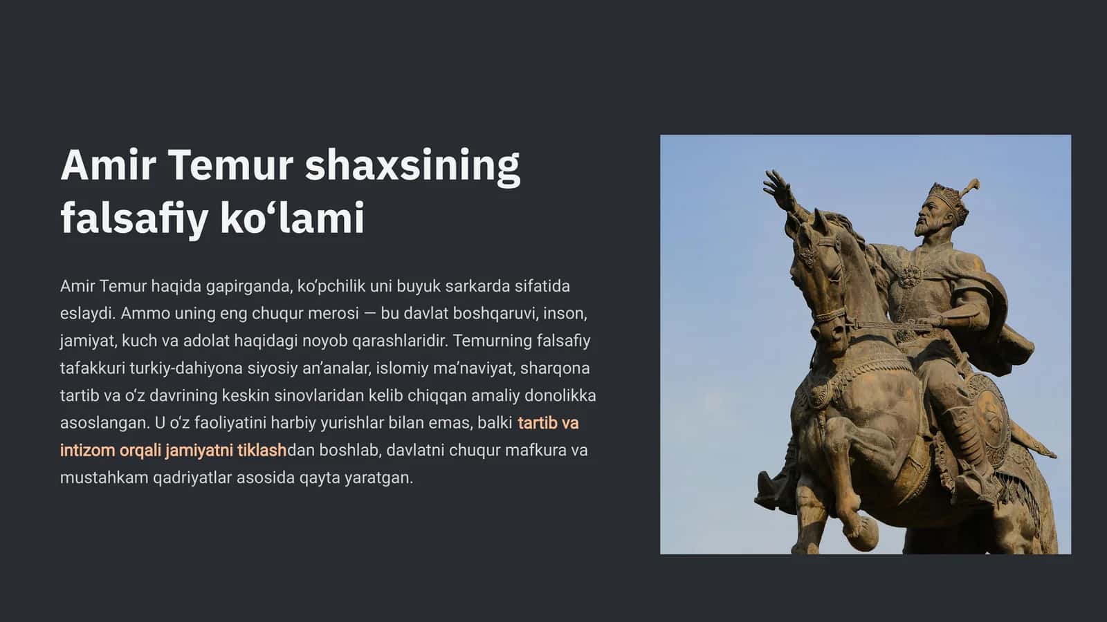 Amir Temur shaxsining falsafiy ko‘lami 1