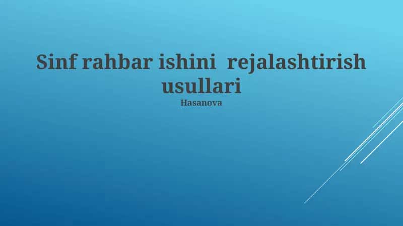 Sinf rahbar ishini rejalashtirish usullari 1
