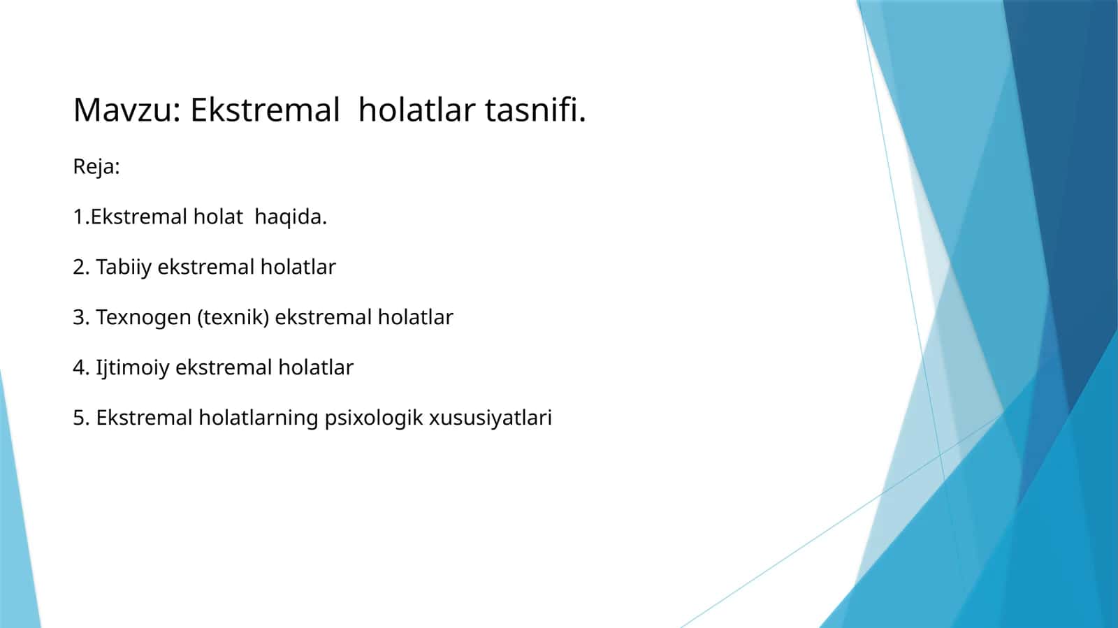 Ekstremal holatlar tasnifi 1