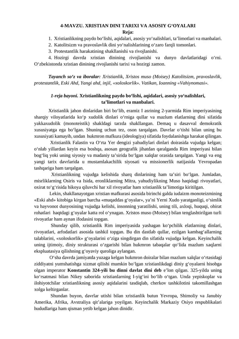 XRISTIAN DINI TARIXI VA ASOSIY G‘OYALARI 1