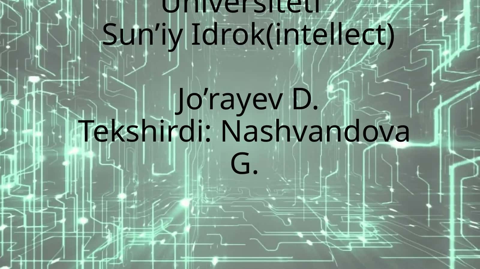 Sun’iy Idrok 1
