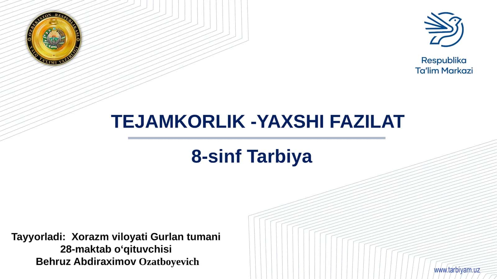 TEJAMKORLIK - YAXSHI FAZILAT 1
