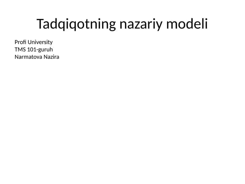 Tadqiqotning nazariy modeli 1