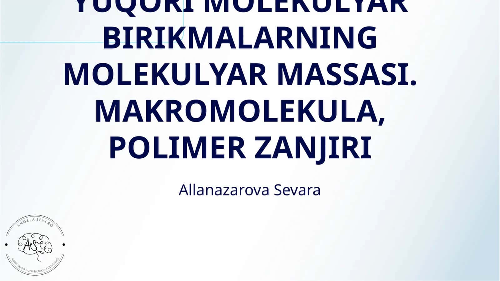 YUQORI MOLEKULYAR BIRIKMALARNING MOLEKULYAR MASSASI. MAKROMOLEKULA, POLIMER ZANJIRI 1