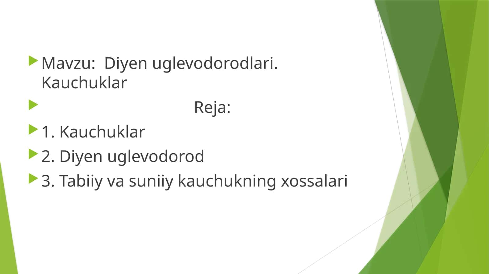 Diyen uglevodorodlari. Kauchuklar 1
