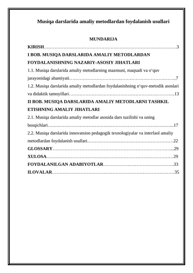 Musiqa darslarida amaliy metodlardan foydalanish usullari 1