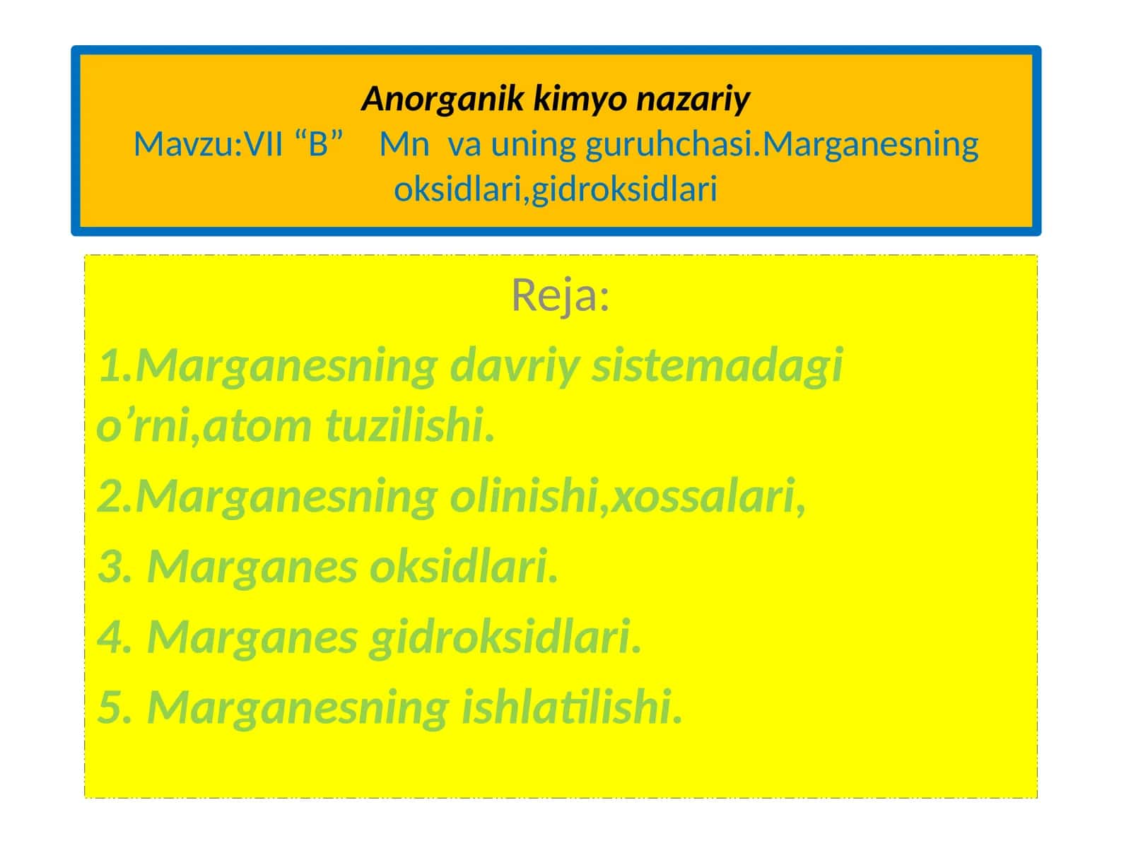 Anorganik kimyo nazariy 1