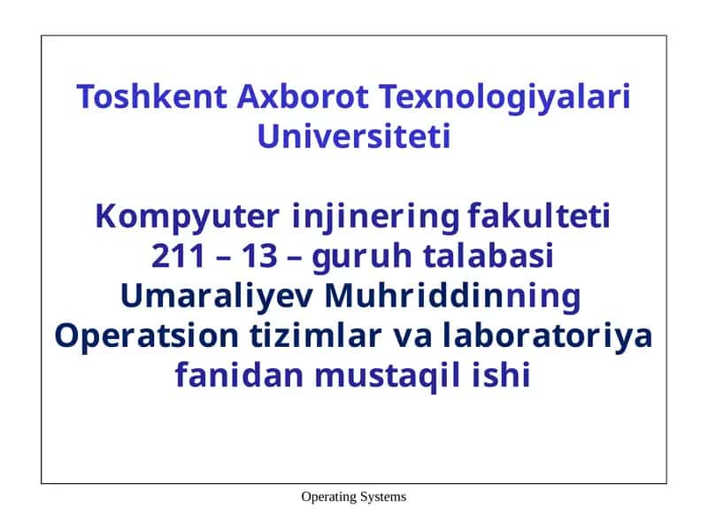 Fayl tizimlari. Kataloglar va ularni boshqarish 1