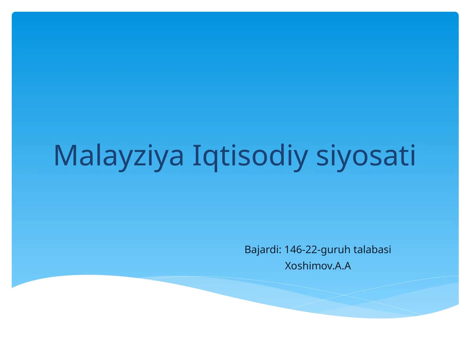 Malayziya Iqtisodiy Siyosati 1