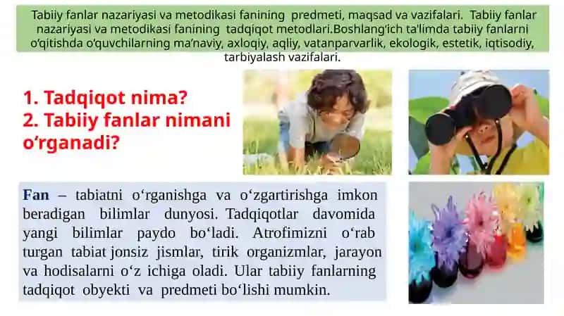 Tabiiy fanlar nazariyasi va metodikasi
