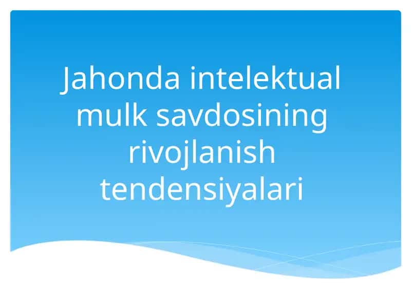 Intellektual mulk savdosi 1