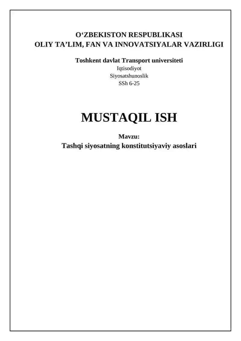Tashqi siyosatning konstitutsiyaviy asoslari