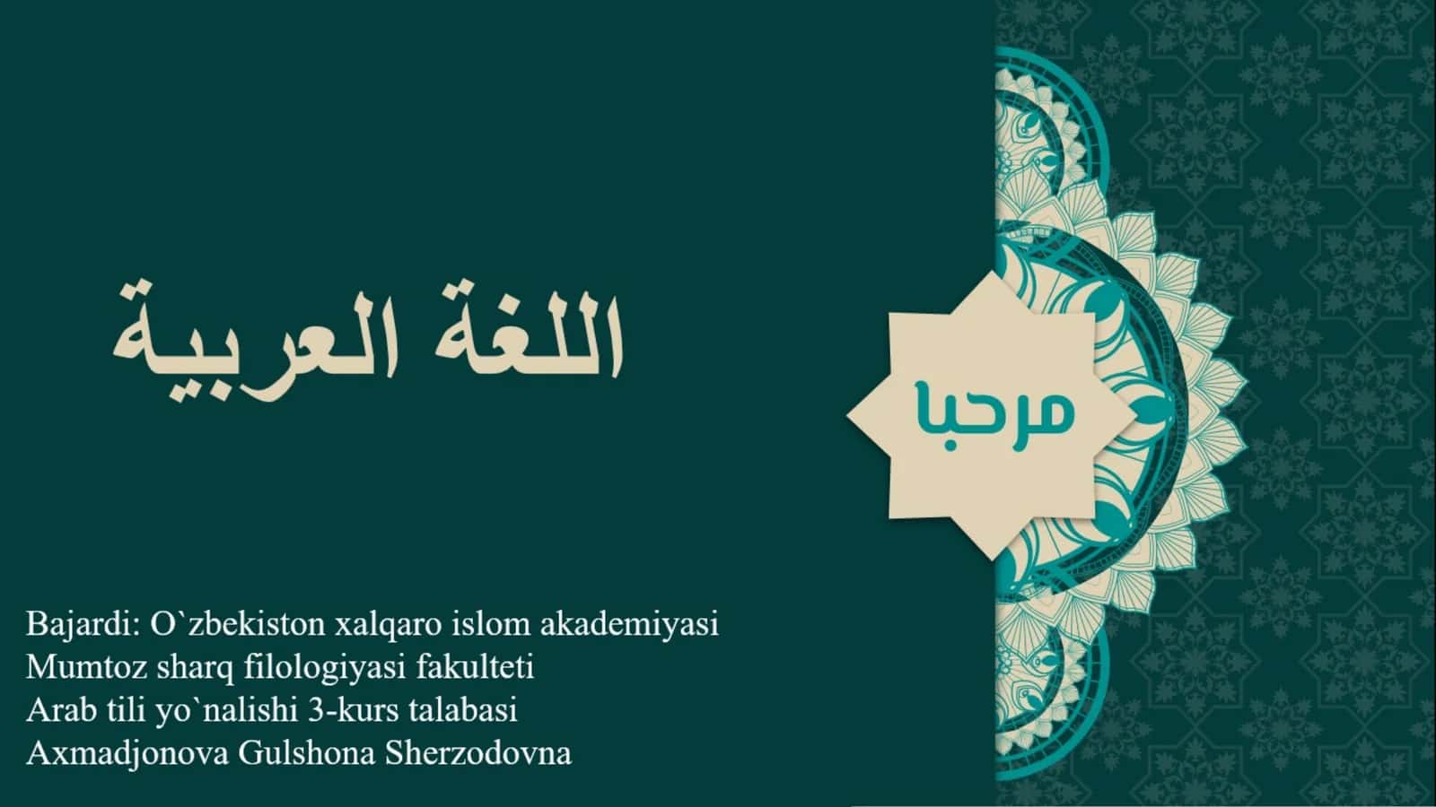 PPT Arab tili sarf va nahv ilmi 1