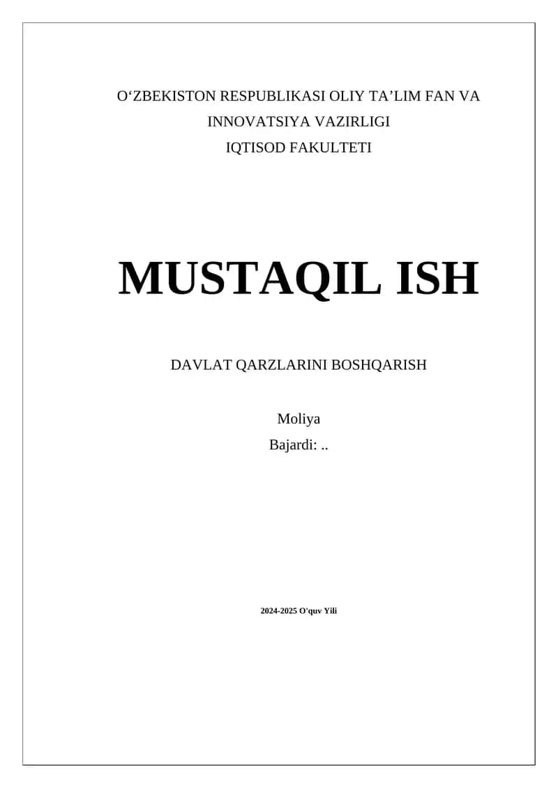 Davlat qarzlarini boshqarish 1