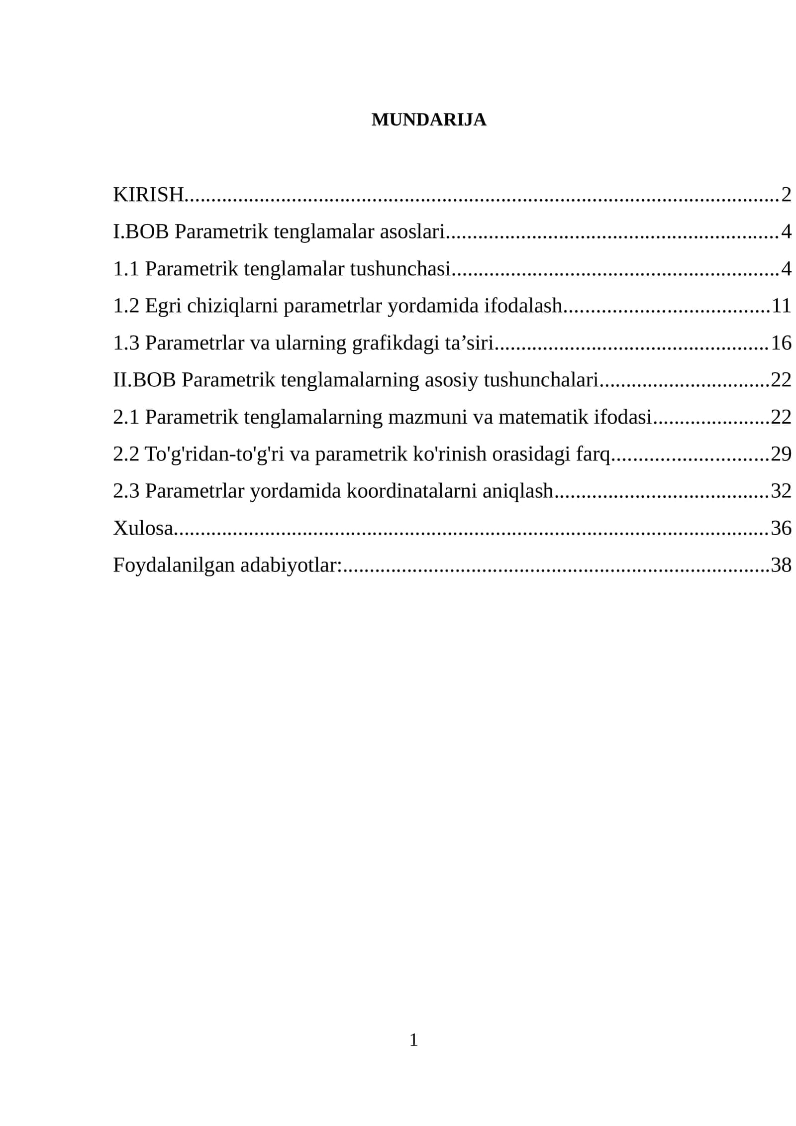 Parametrik Tenglamalar va Egri Chiziqlarni Chizish 1