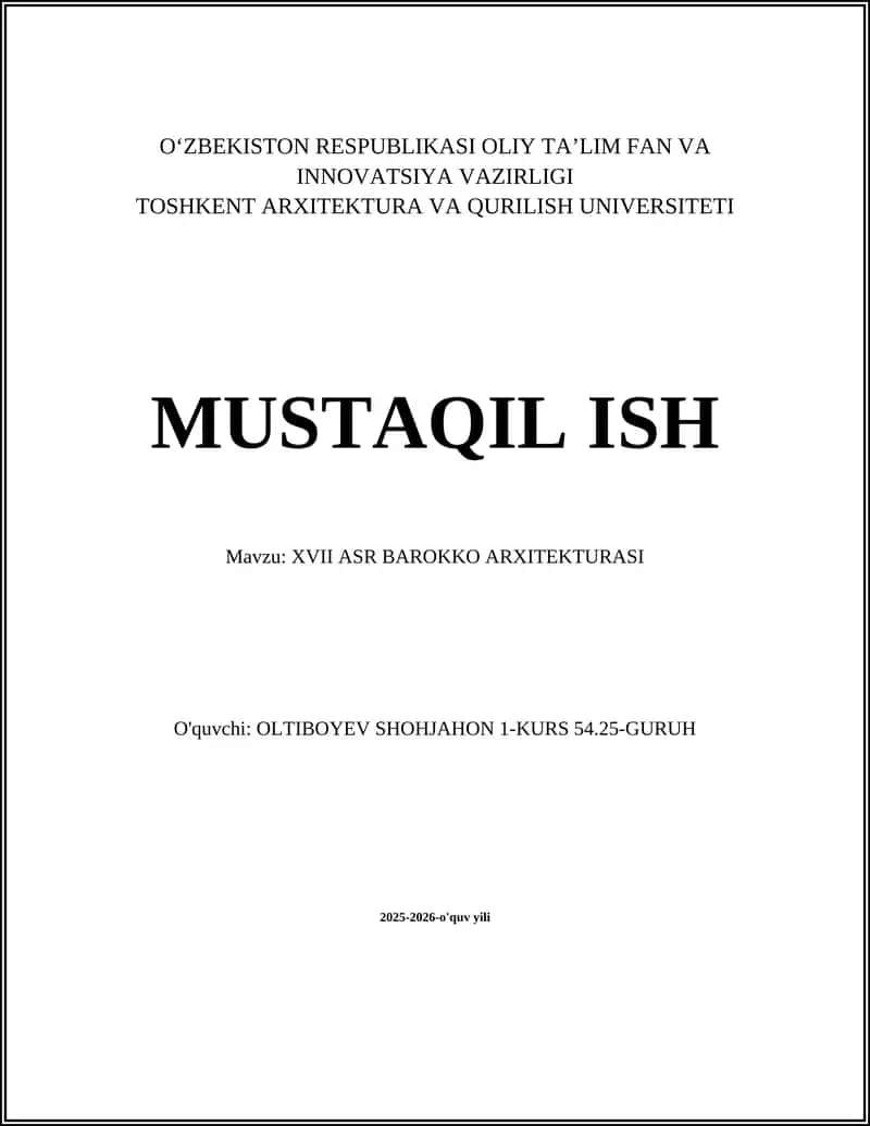 XVII ASR BAROKKO ARXITEKTURASI 1
