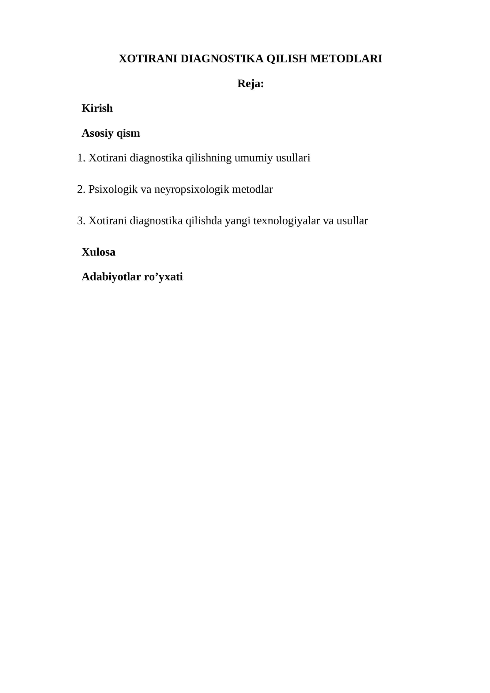 XOTIRANI DIAGNOSTIKA QILISH METODLARI 1