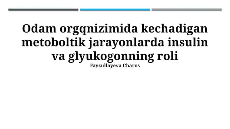 Insulin va glyukagonning roli 1