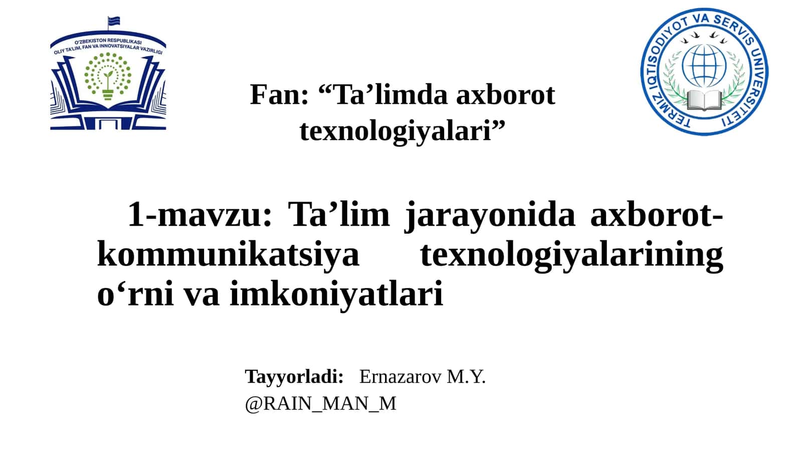 Ta'limda axborot texnologiyalari 1