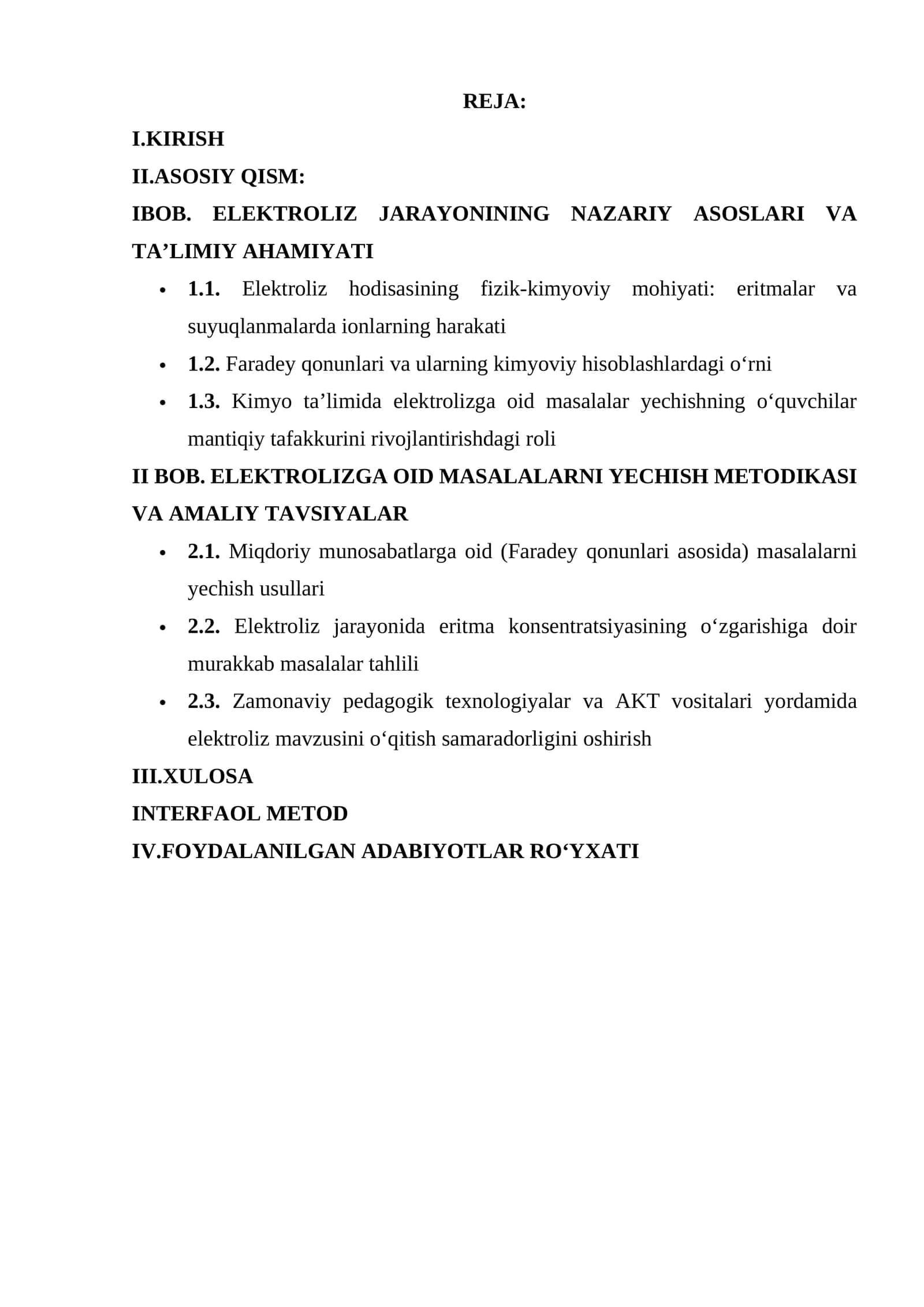 ELEKTROLIZ JARAYONINING NAZARIY ASOSLARI VA TA’LIMIY AHAMIYATI 1