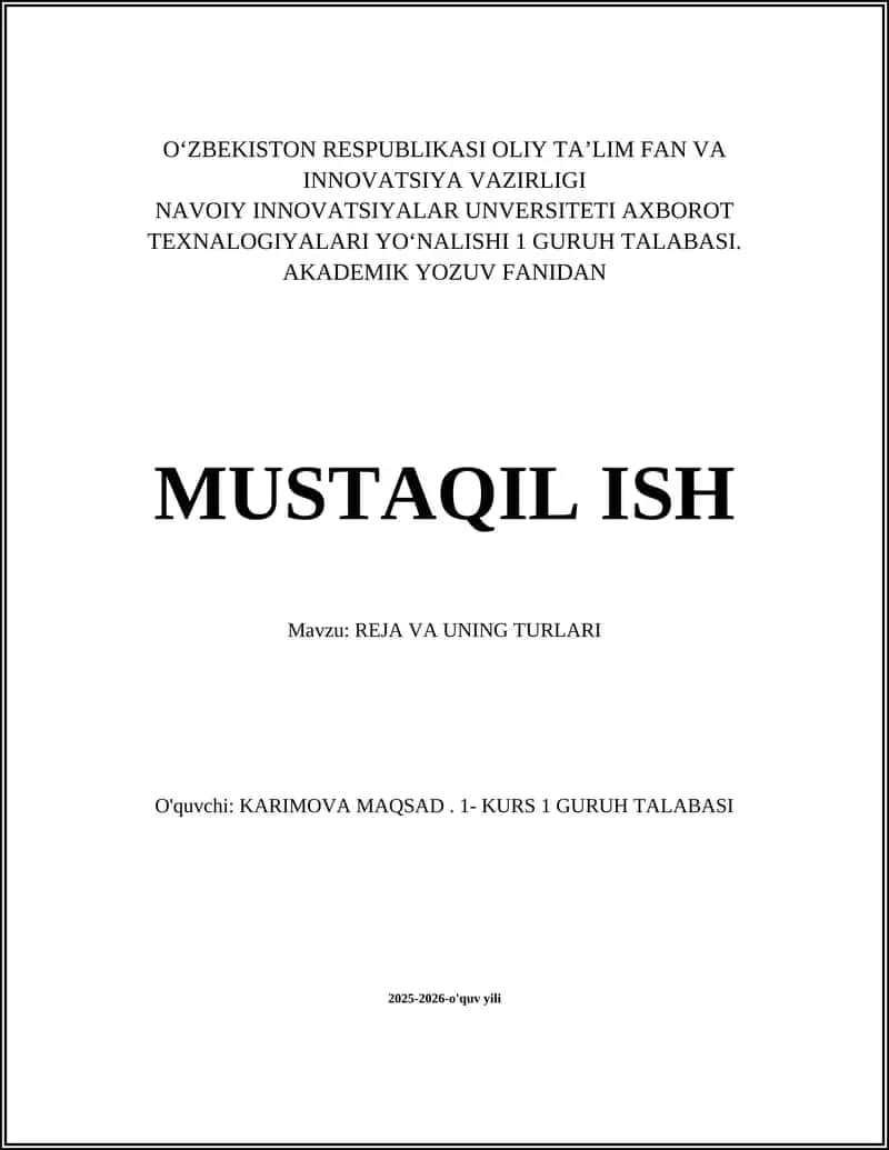 REJA VA UNING TURLARI 1