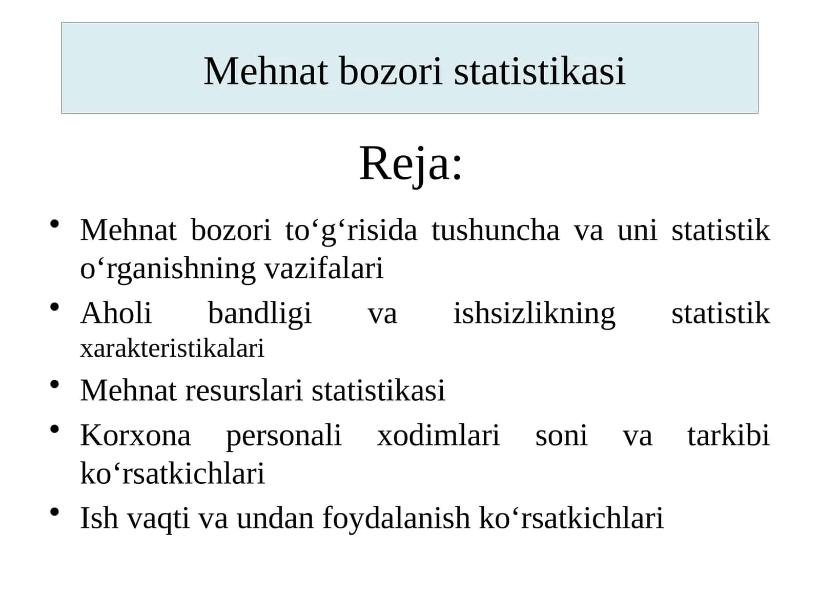 Mehnat bozori statistikasi 1