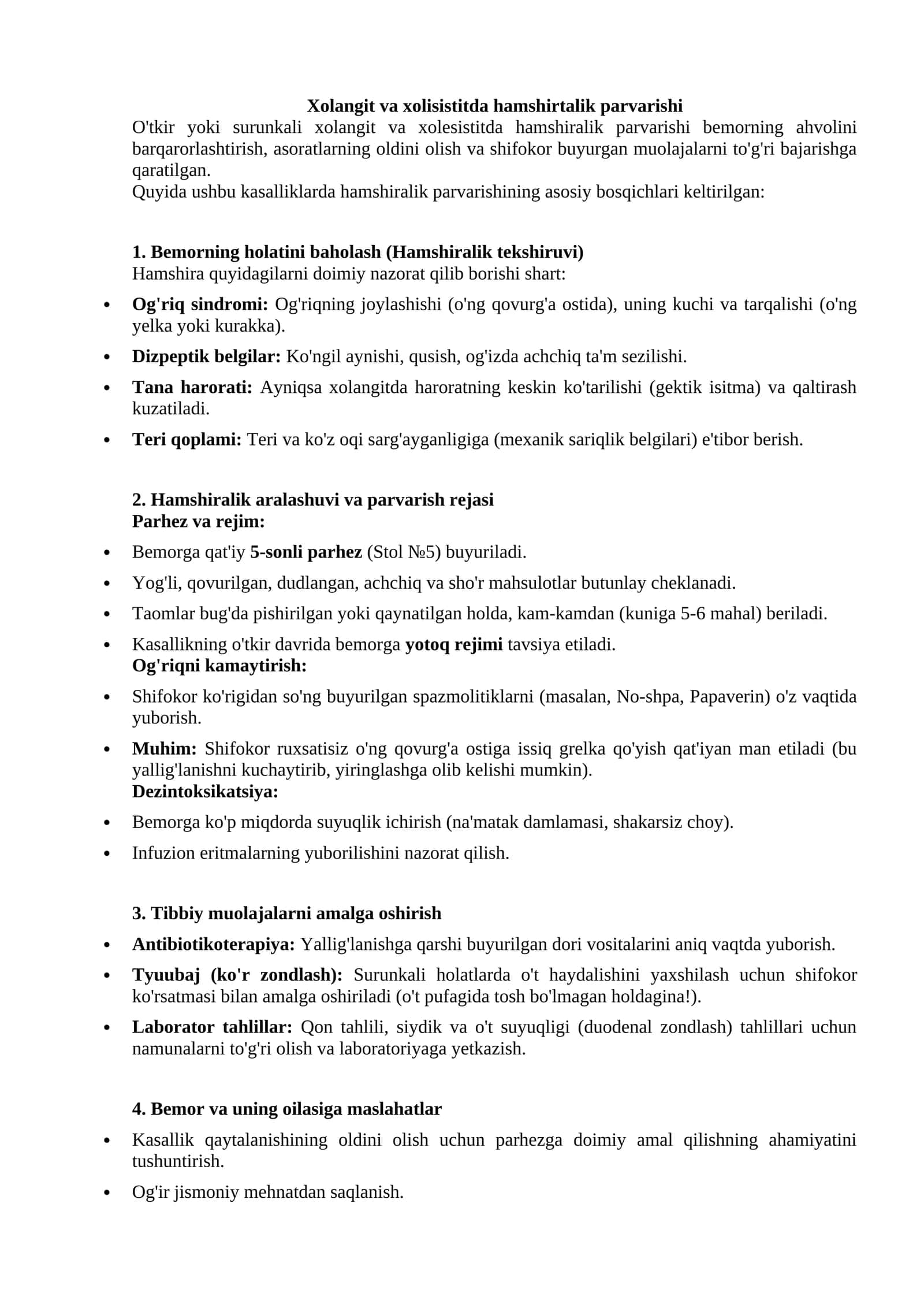 Xolangit va xolisistitda hamshirtalik parvarishi 1
