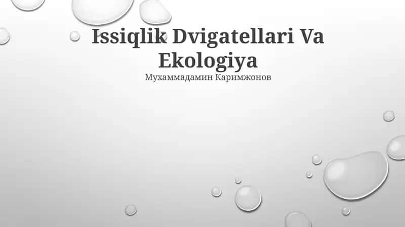Ichki yonuv dvigatellari va ekologiya 1