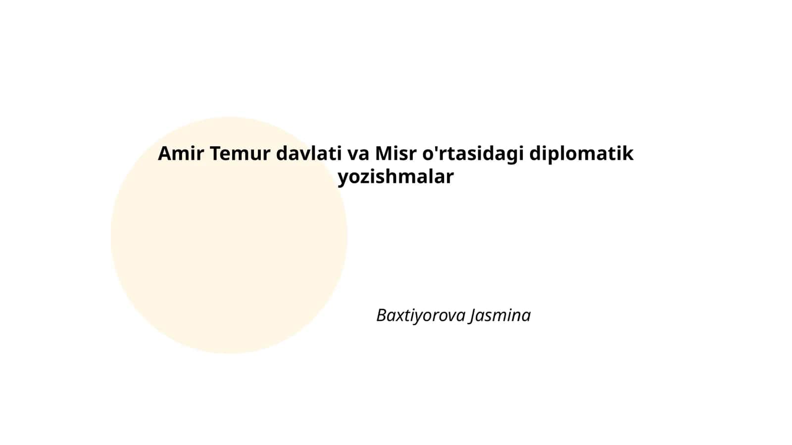 Amir Temur davlati va Misr o'rtasidagi diplomatik yozishmalar 1