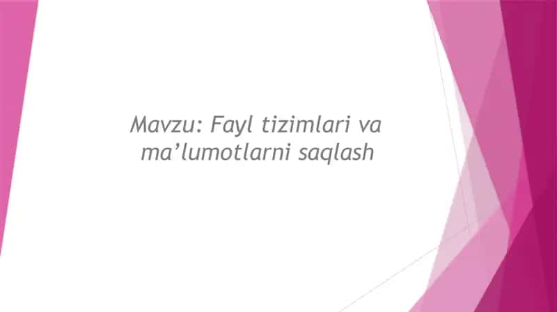 Fayltizimlarivama’lumotlarnisaqlash 1