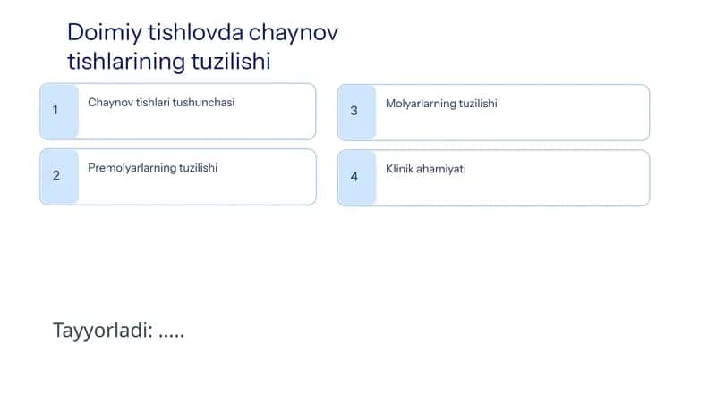 Doimiy tishlar tuzilishi 1