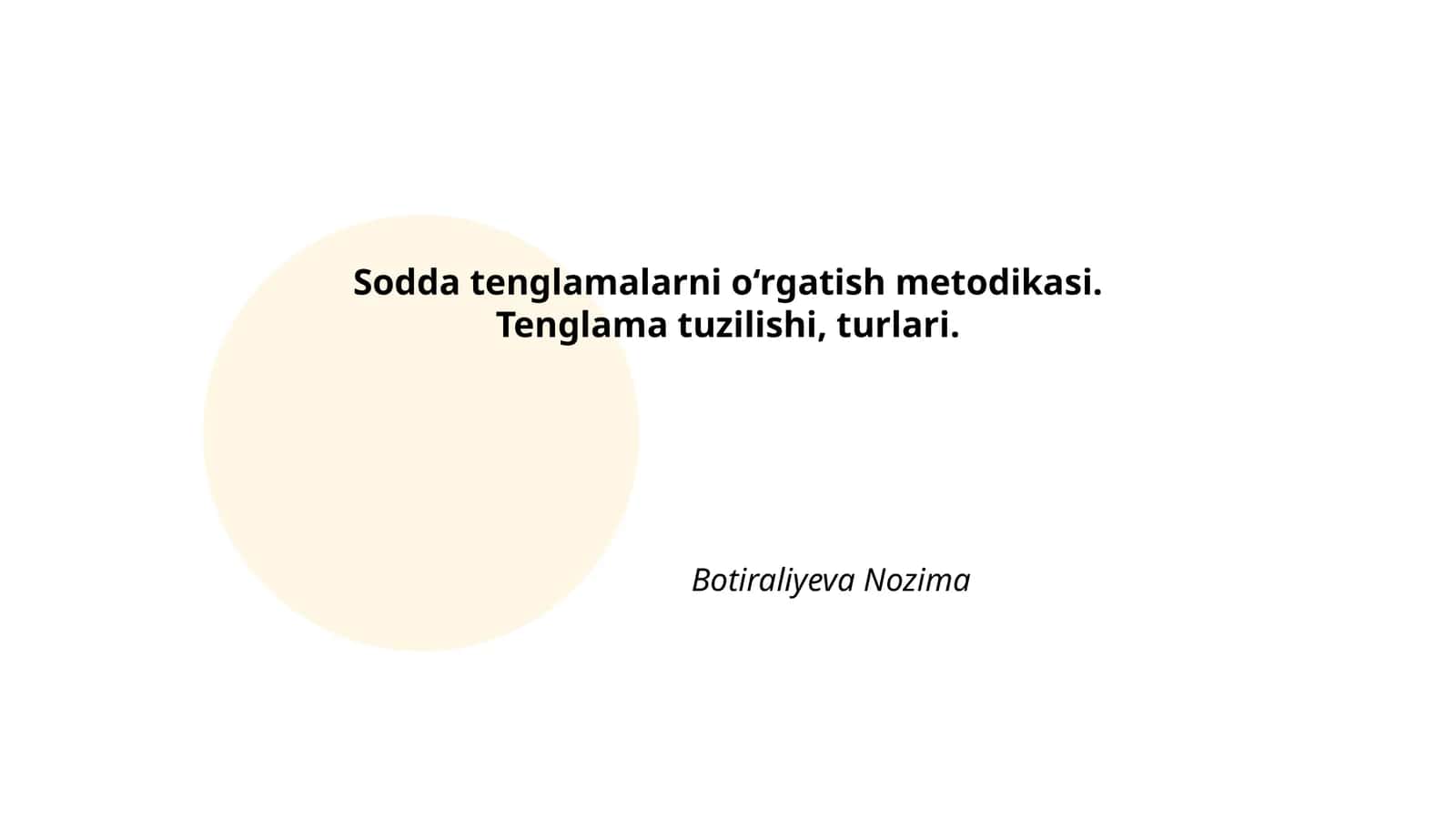 Sodda tenglamalarni o‘rgatish metodikasi 1