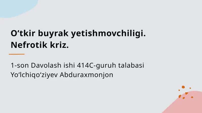 Buyrak yetishmovchiligi 1