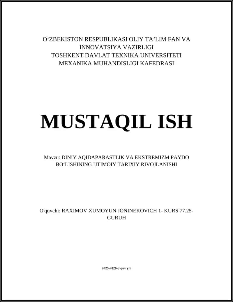 Diniy Aqidaparastlik va Ekstremizm 1