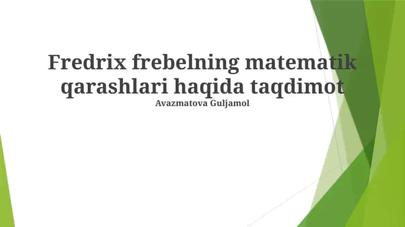 Frobel Matematik Tushunchalari 1