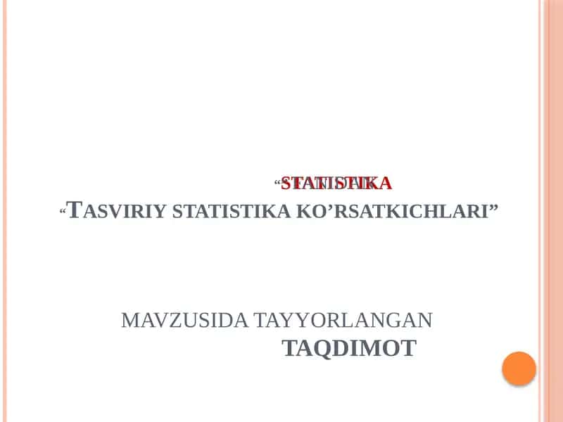 Tasviriystatistikako’rsatkichlari 1