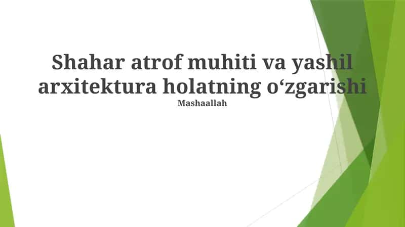 Yashil Bino Prinsiplari va Amaliyoti 1
