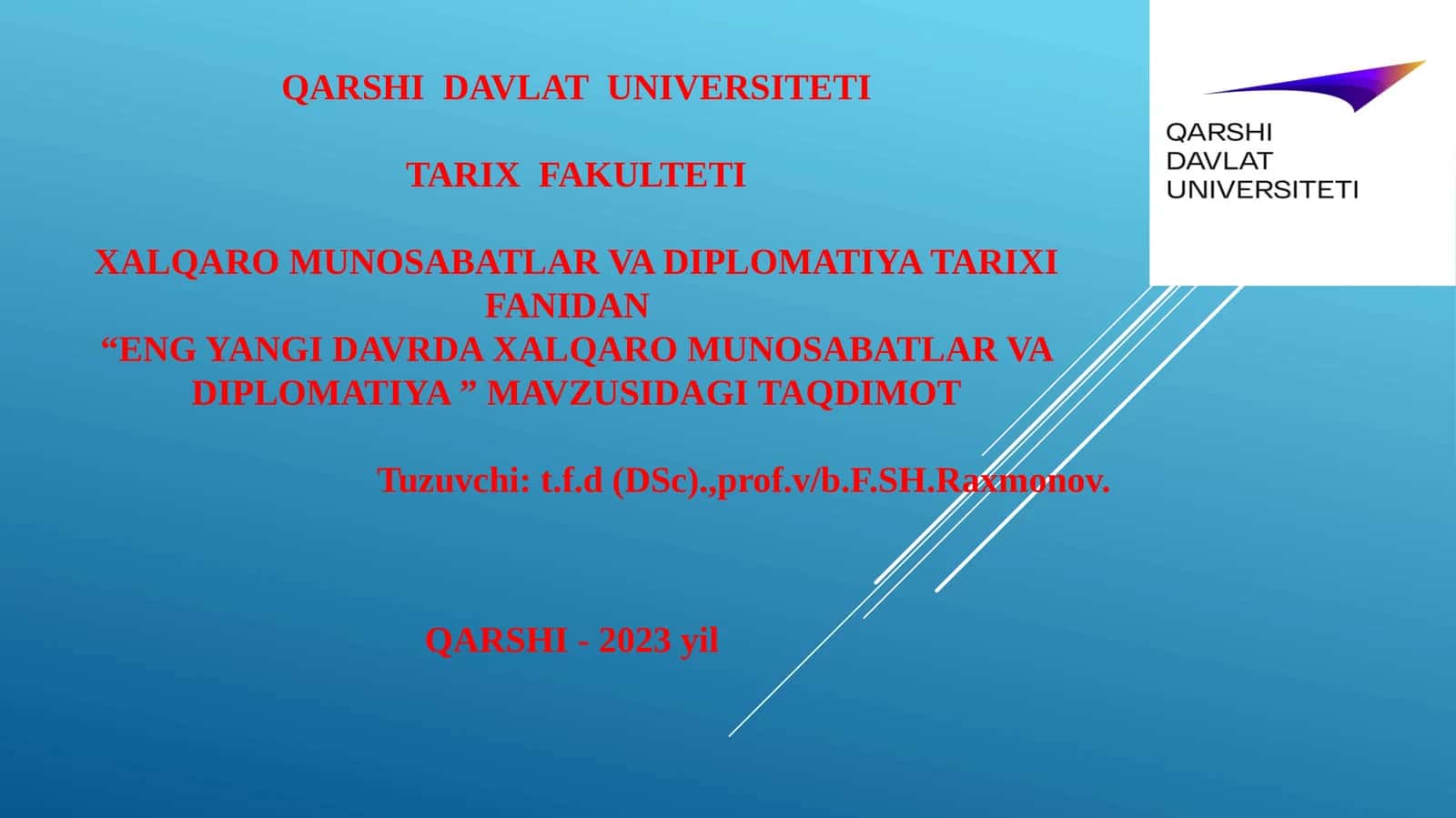 ENG YANGI DAVRDA XALQARO MUNOSABATLAR VA DIPLOMATIYA 1