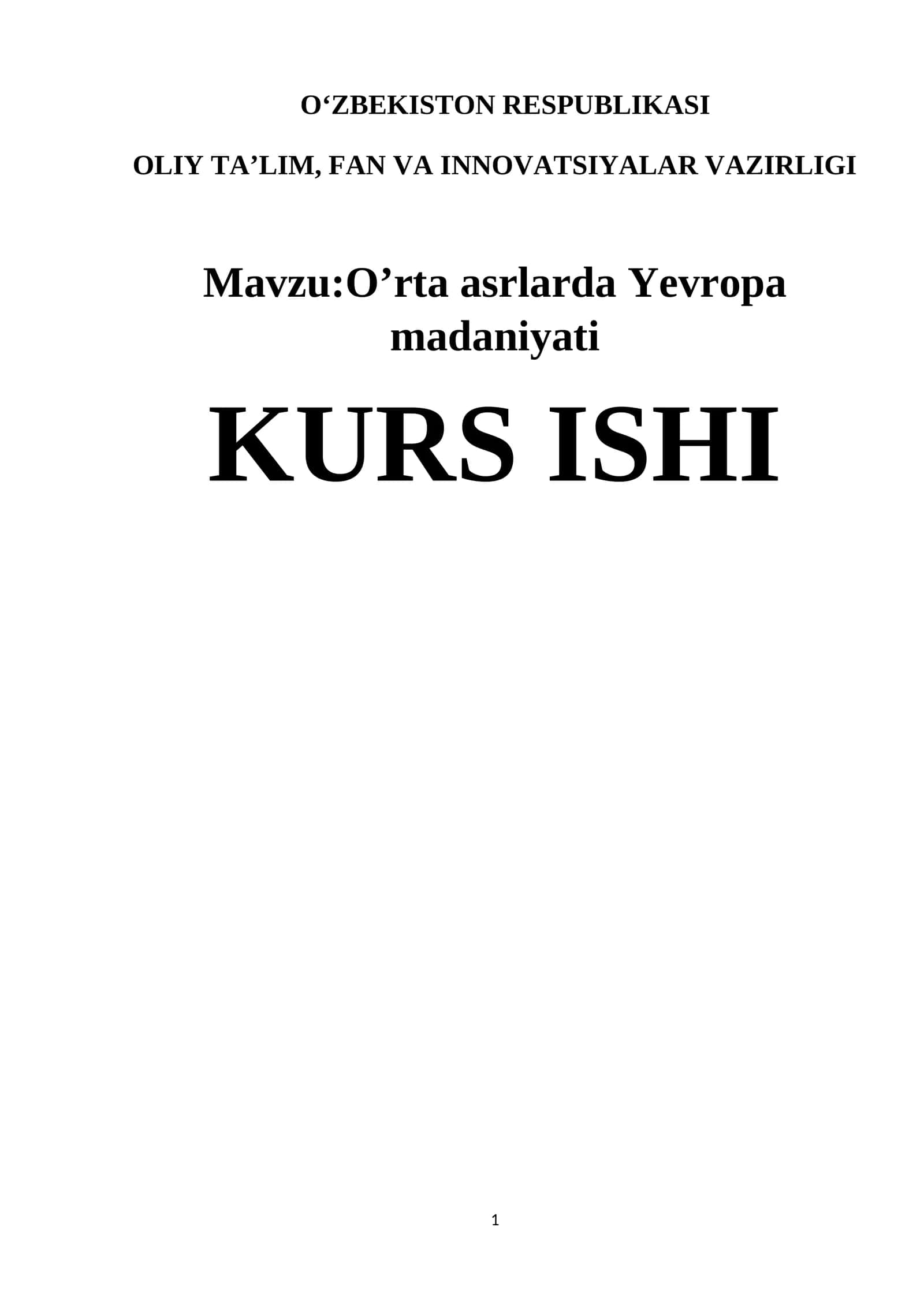 O’rta asrlarda Yevropa madaniyati 1