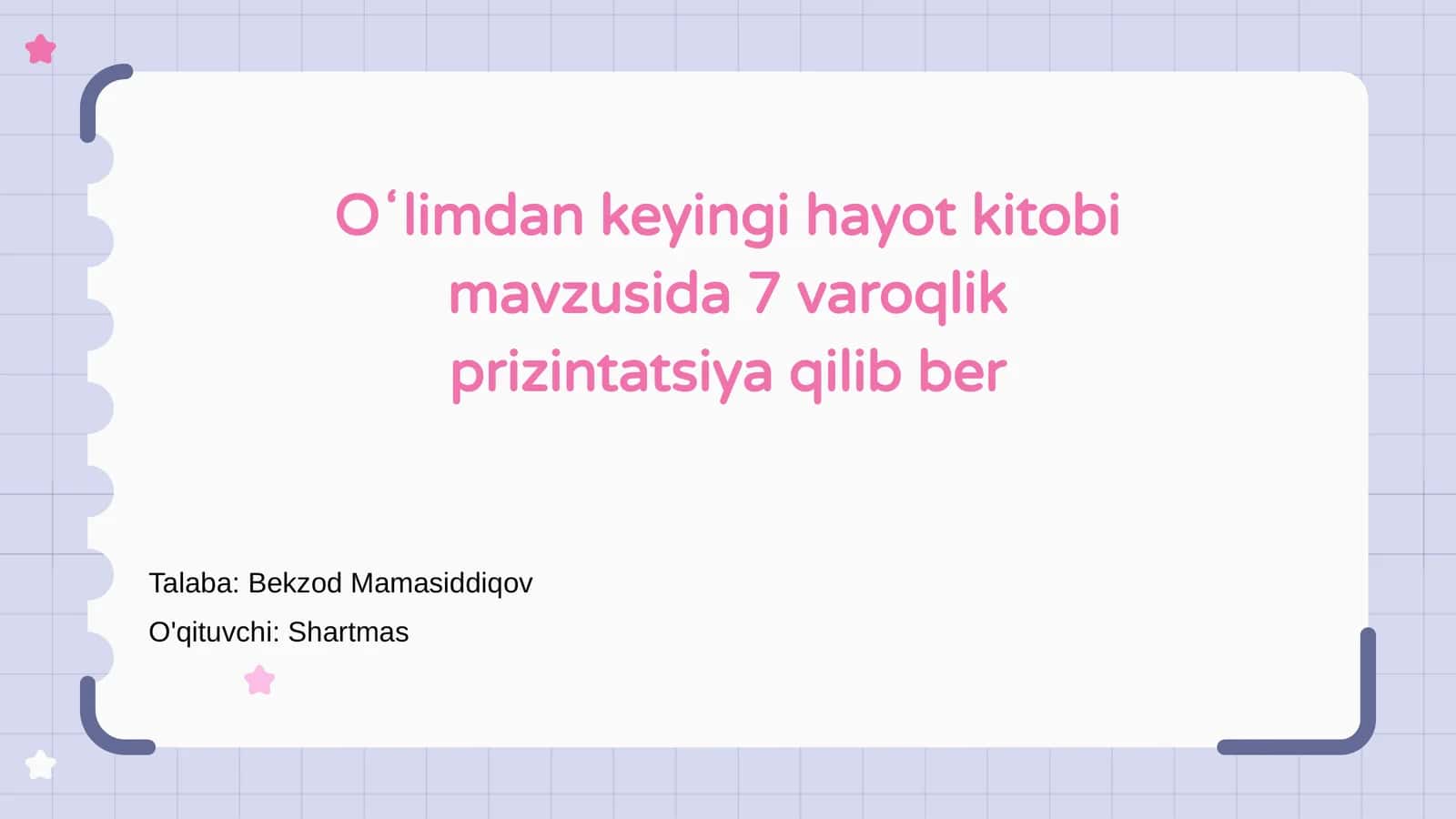 Oʻlimdan keyingi hayot kitobi mavzusida 7 varoqlik prizintatsiya 1