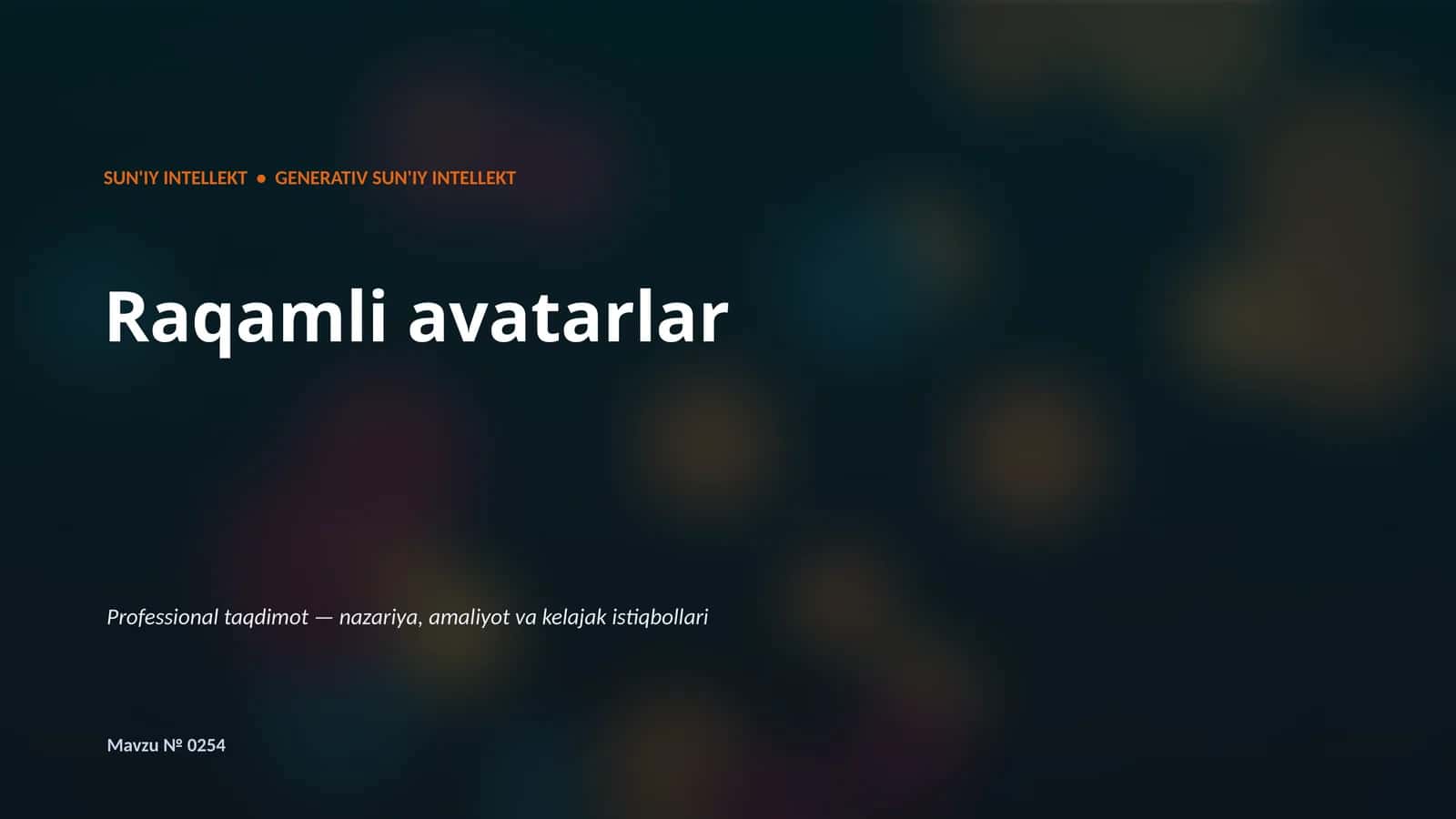 SUN'IY INTELLEKT - GENERATIV SUN'IY INTELLEKT 1