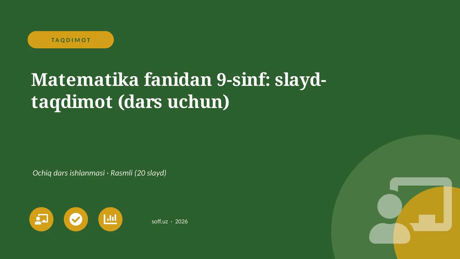Matematika fanidan 9-sinf: slayd-taqdimot (dars uchun) 1
