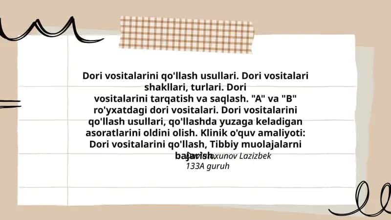 Dori vositalarini qo'llash usullari 1