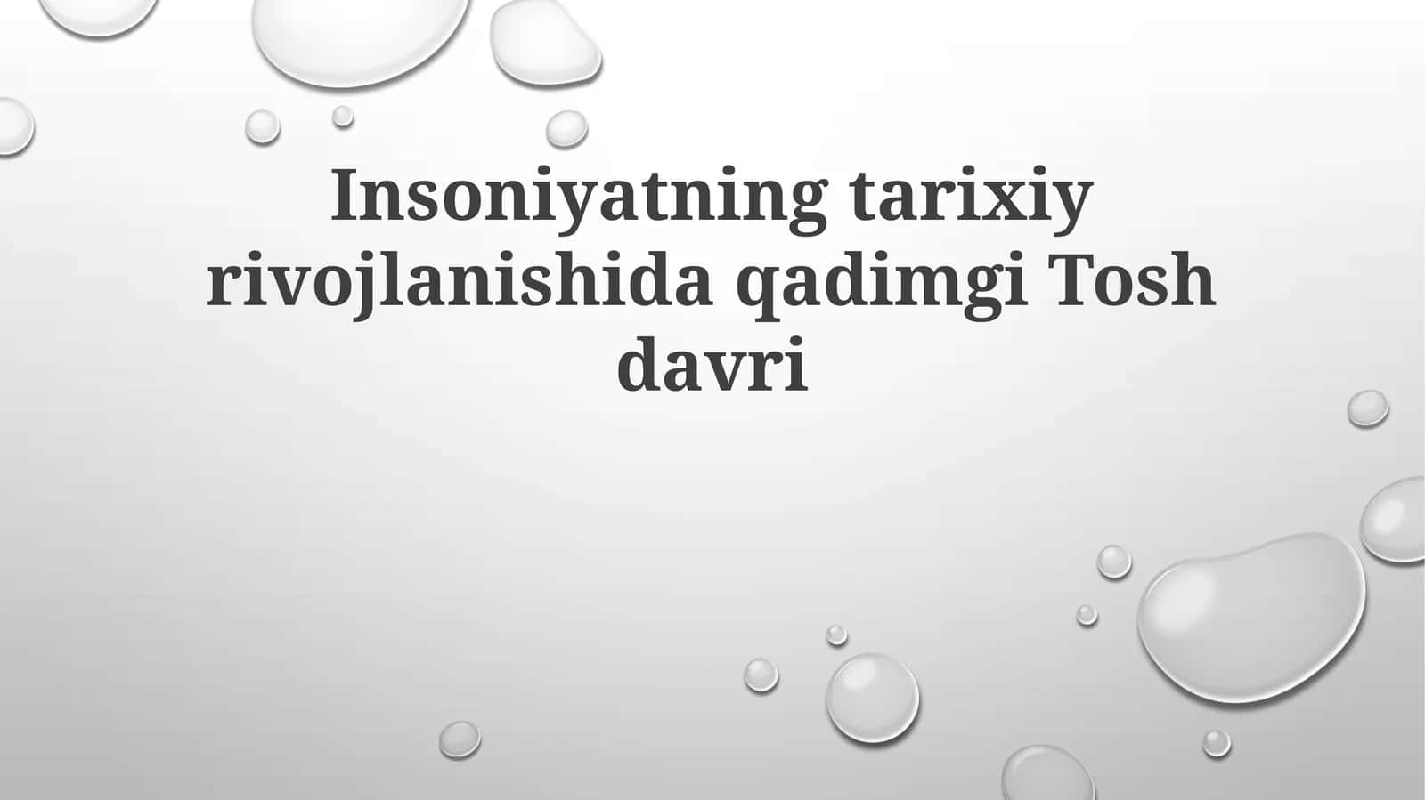 Insoniyatning tarixiy rivojlanishida qadimgi Tosh davri 1