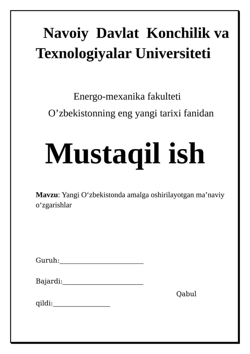 Yangi O‘zbekistonda amalga oshirilayotgan ma’naviy o‘zgarishlar 1