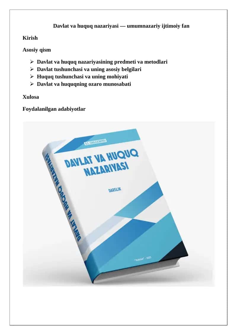 Davlat va huquq nazariyasi 1