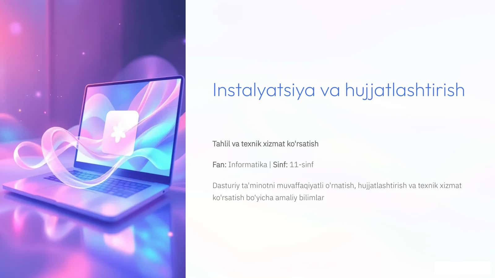 Instalyatsiya va hujjatlashtirish 1