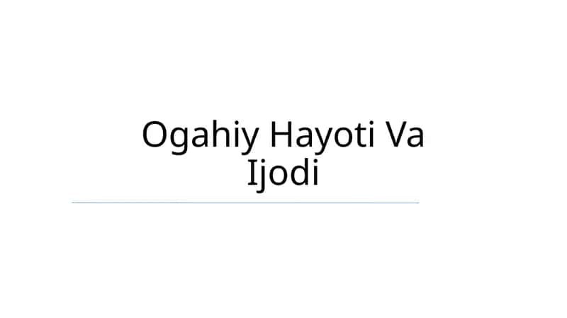 Ogahiy Hayoti Va Ijodi 1
