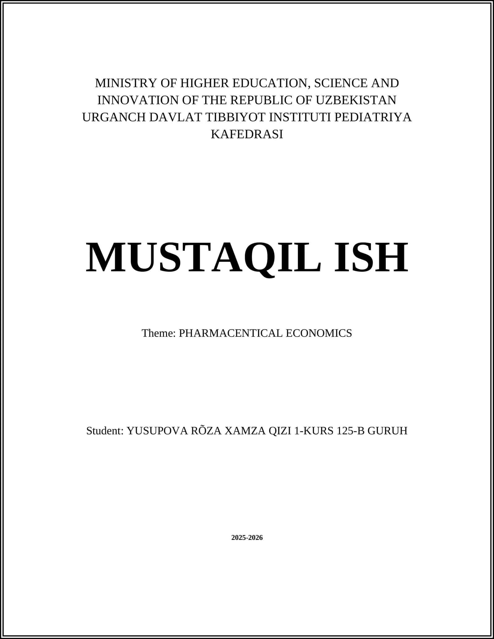 PHARMACENTICAL ECONOMICS 1