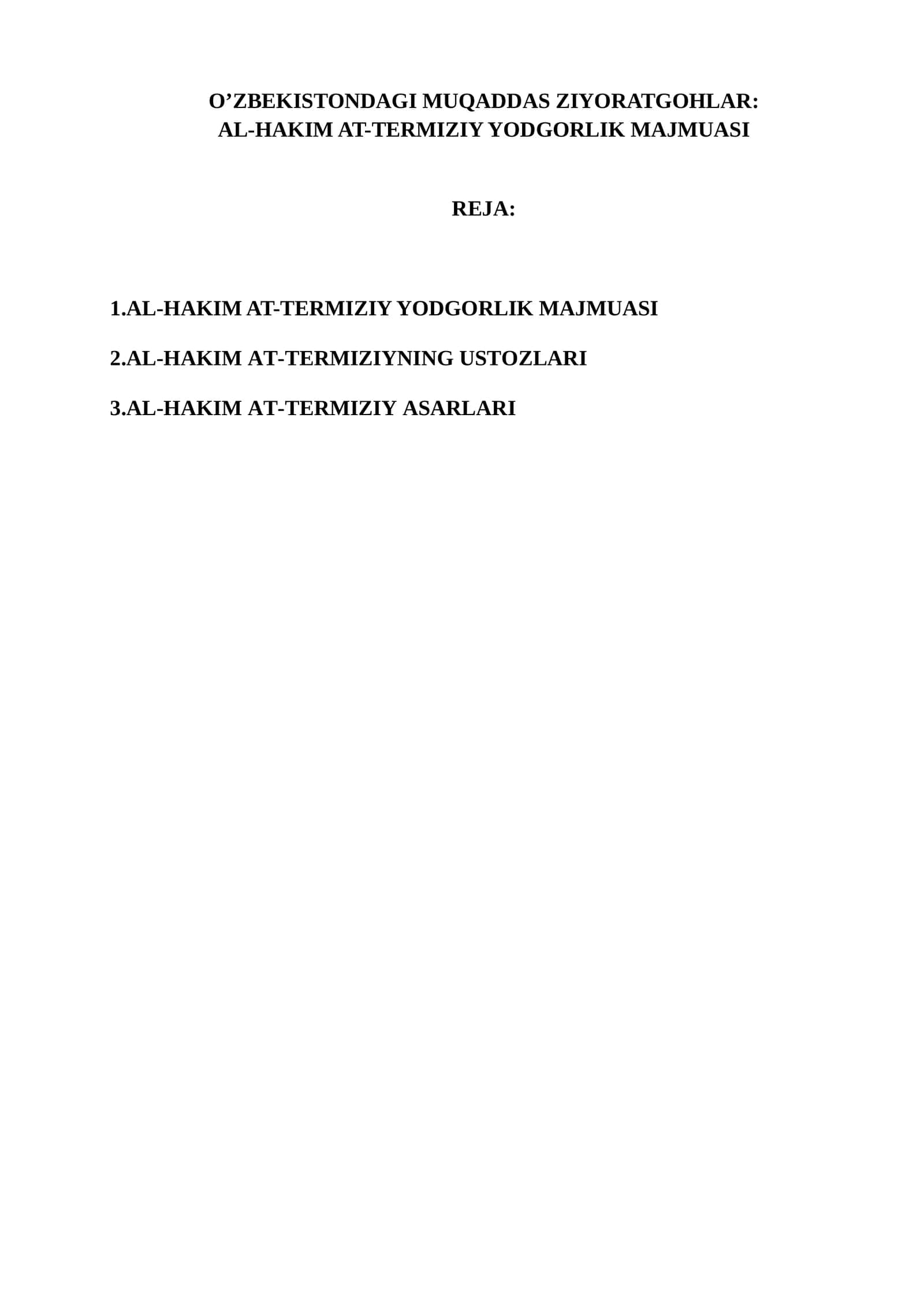 AL-HAKIM AT-TERMIZIY YODGORLIK MAJMUASI 1